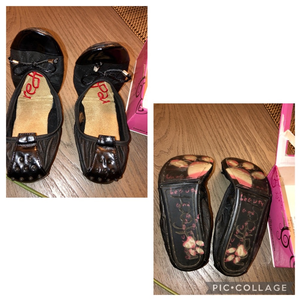 Black foldable flats Redfoot Size 7-8